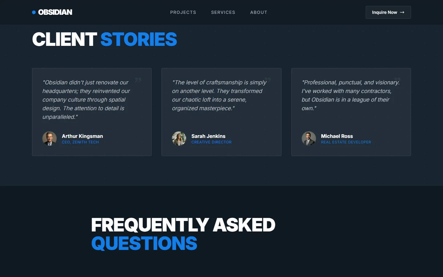 Client Stories section