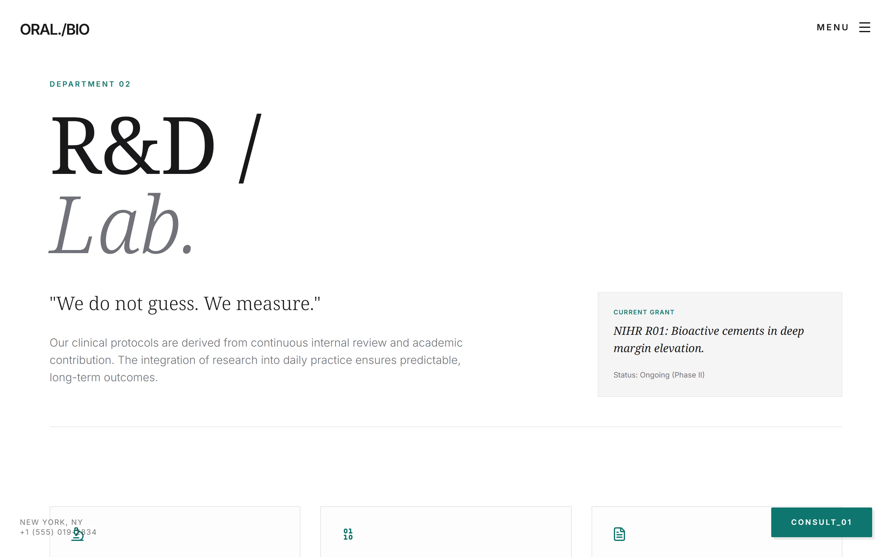 Dept. 02 — R&D / Lab section